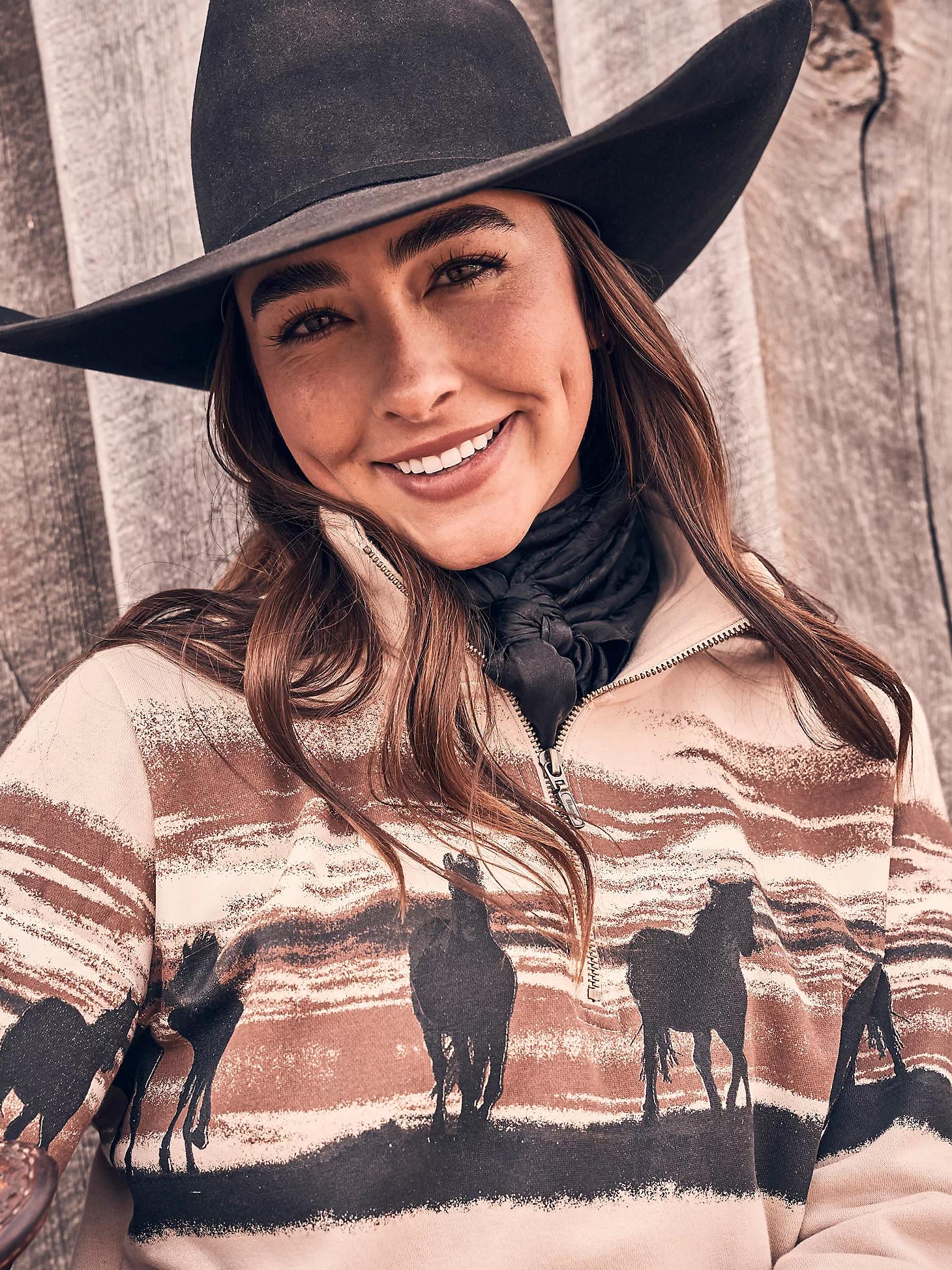 Women's Western Quarter Zip Sweatshirt | Women's JACKETS & OUTERWEAR | Wrangler® Product Image