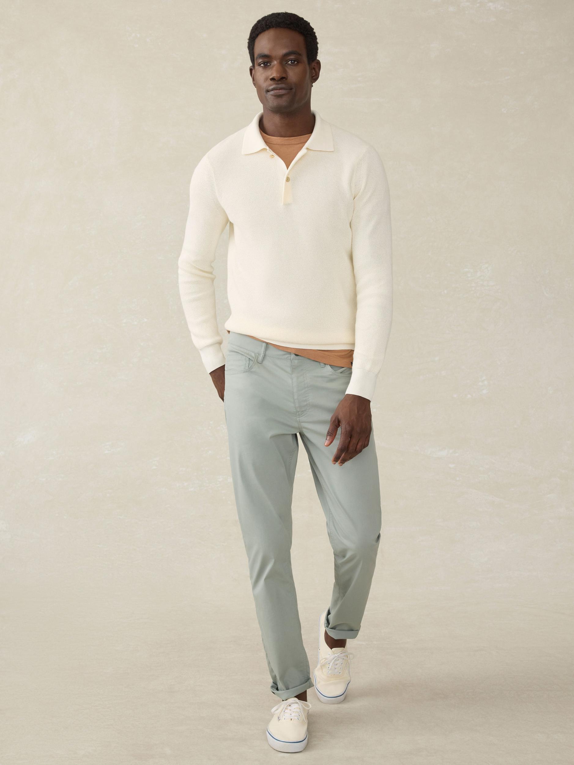 Long-Sleeve Sunwashed Sweater Polo - White Shell Male Product Image