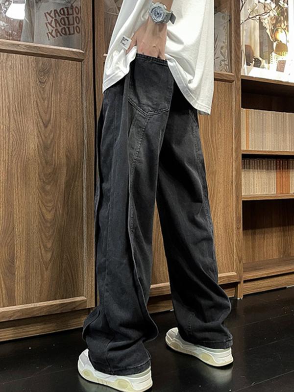 Men's Street Splice Loose Jeans Product Image