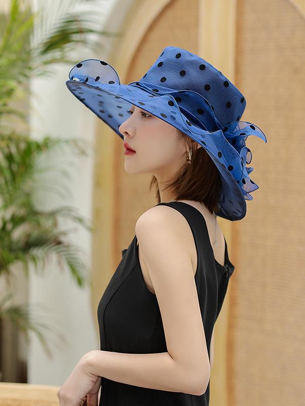 Flower Shape Gauze Polka Dot See-Through Split-Joint Sun Hat Product Image