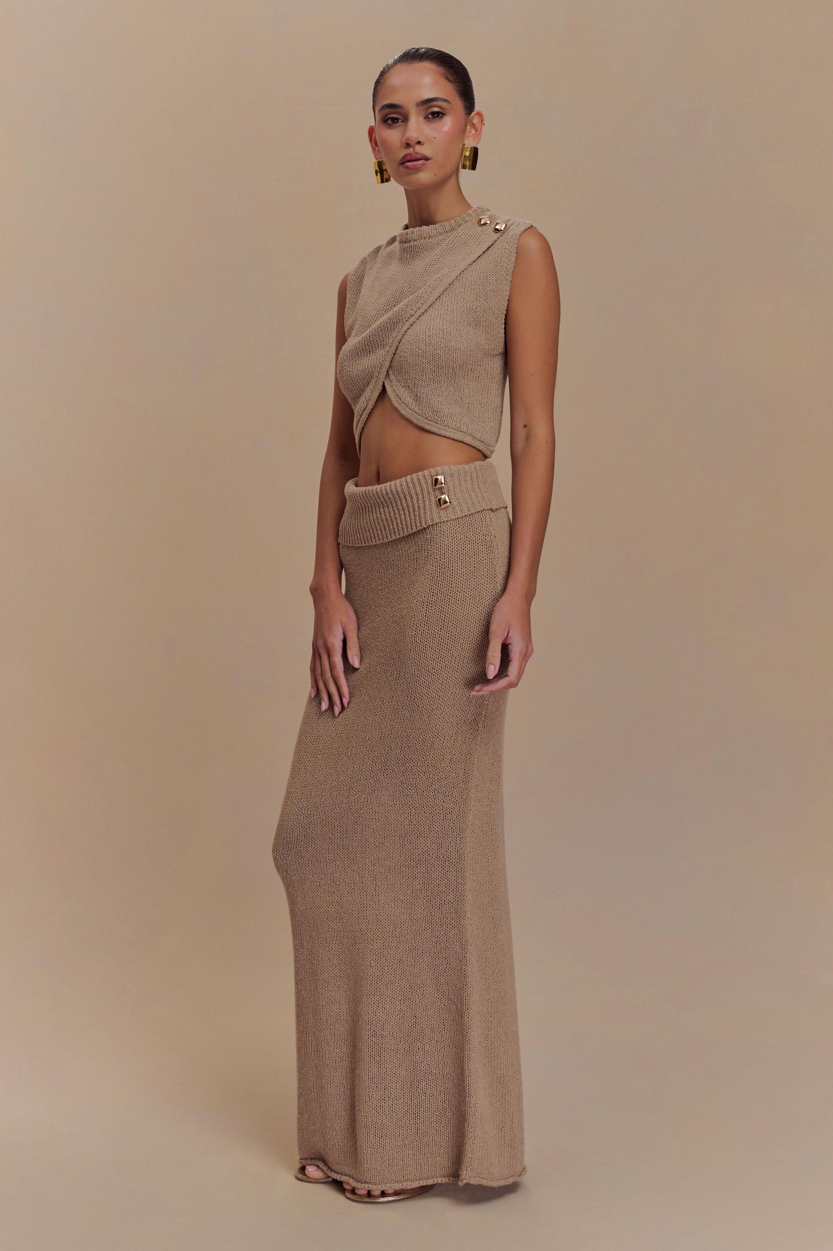 Sloane Overlay Knit Top - Latte Product Image