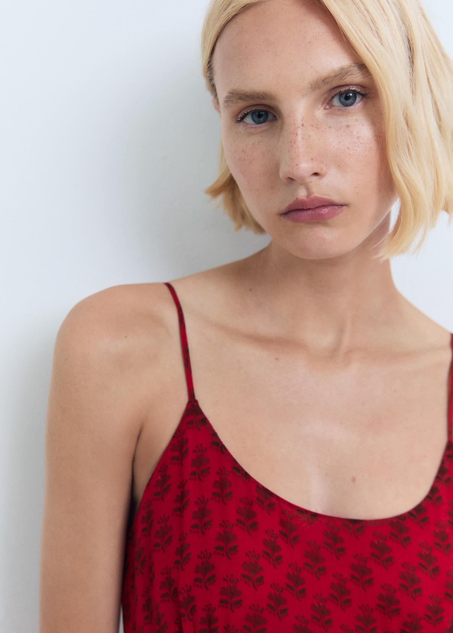 Floral-print chiffon dress - Women | MANGO USA Product Image