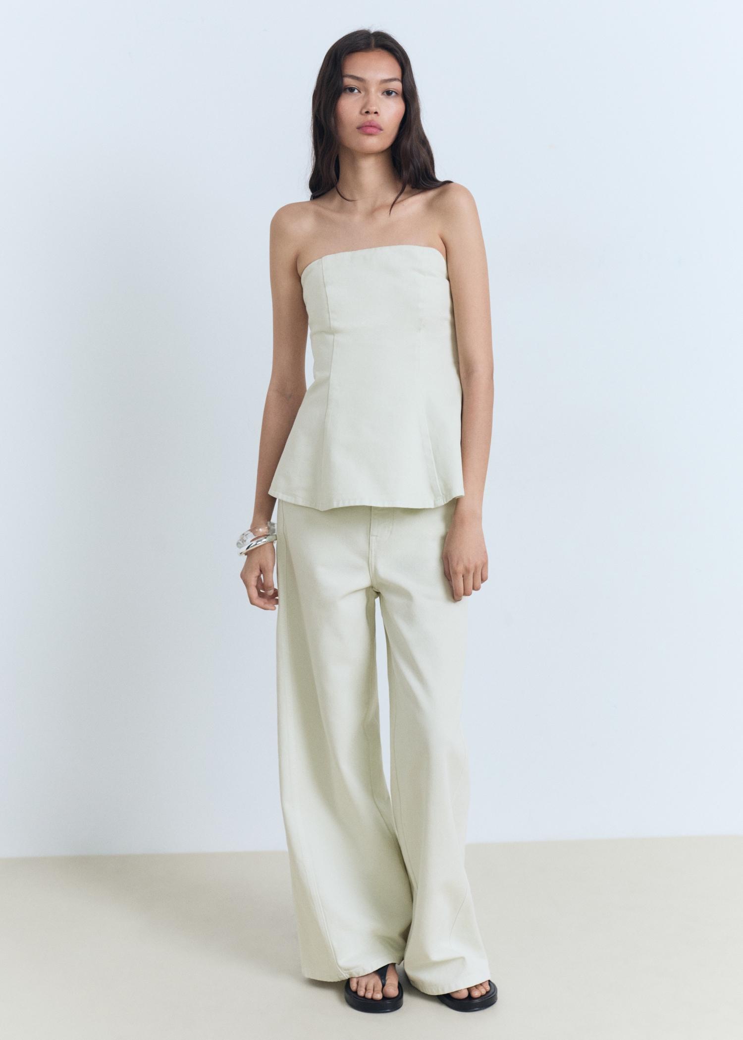 Wide-leg mid-rise jeans - Women | MANGO USA Product Image