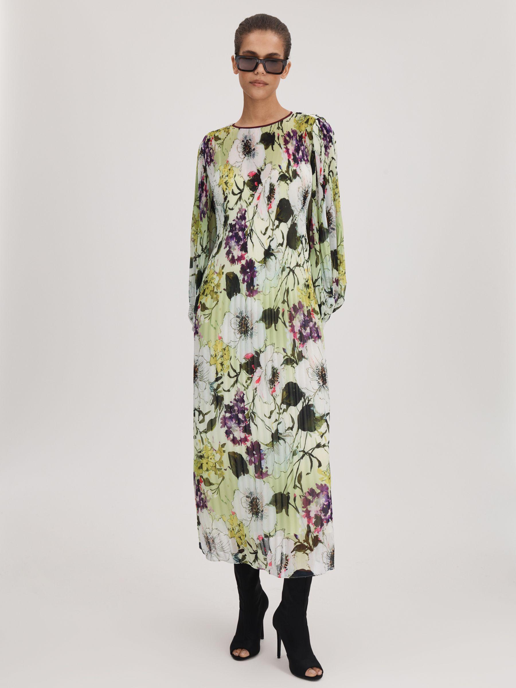Florere Printed Blouson Sleeve Midi Dress in Multi Product Image