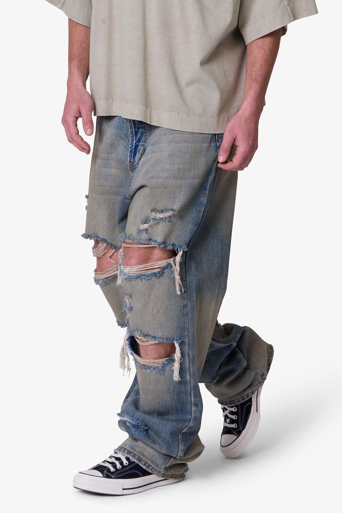 Ultra Baggy Orange Dusted Denim - Blue Product Image
