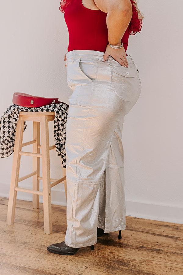 The Raleigh High Waist Metallic Pants In Silver Curves Product Image