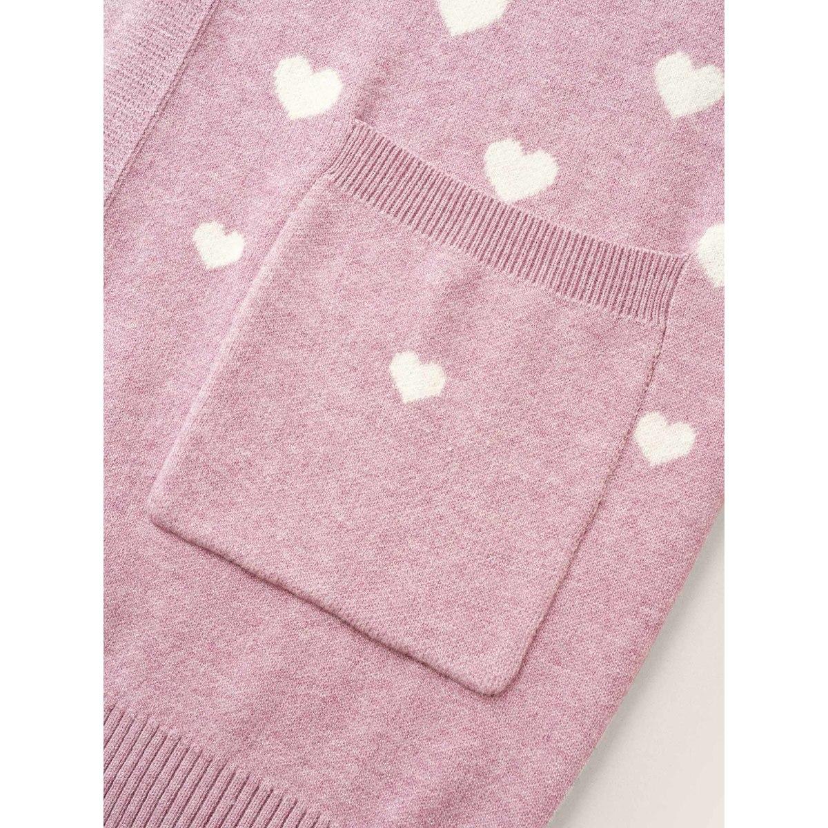 Plus Size Supersoft Essentials Heart Two Tone Pocket Cardigan Pink Women Casual Loose Long Sleeve Dailywear Cardigans BloomChic 10/M Product Image