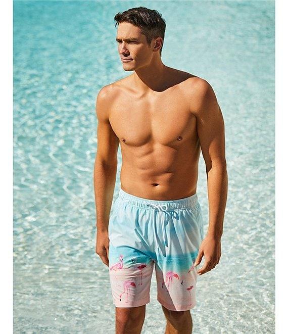 Caribbean Coastal Flamingo 8#double; Inseam Swim Trunks Product Image