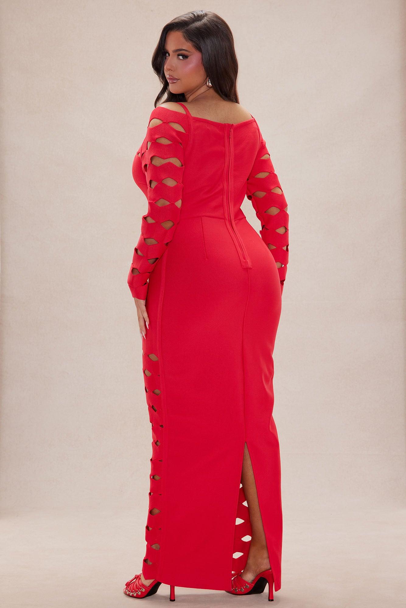 Brittney Bandage Maxi Dress - Red Product Image