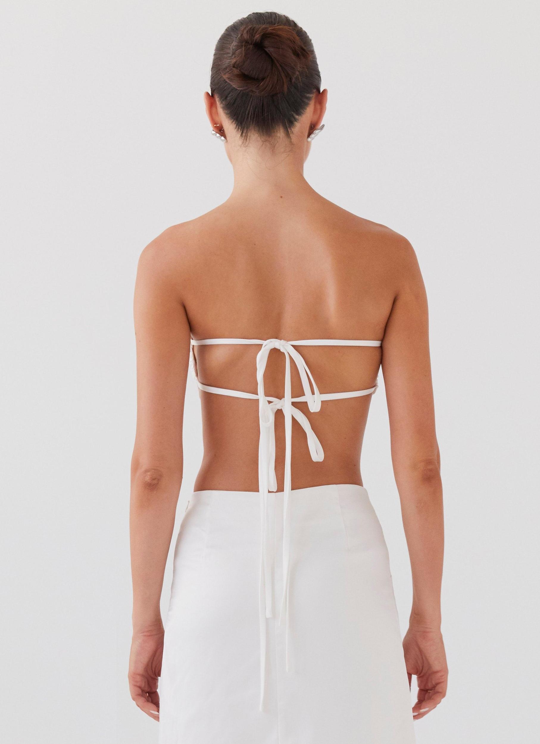Crescent Light Rose Bandeau Top - Ivory Product Image