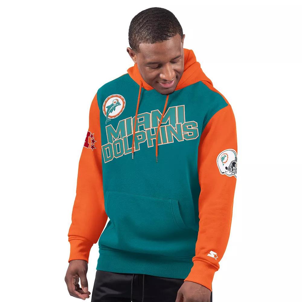 Men's Starter Aqua Miami Dolphins Extreme Vintage Logo Pullover Hoodie, Size: Medium, Turquoise A Product Image