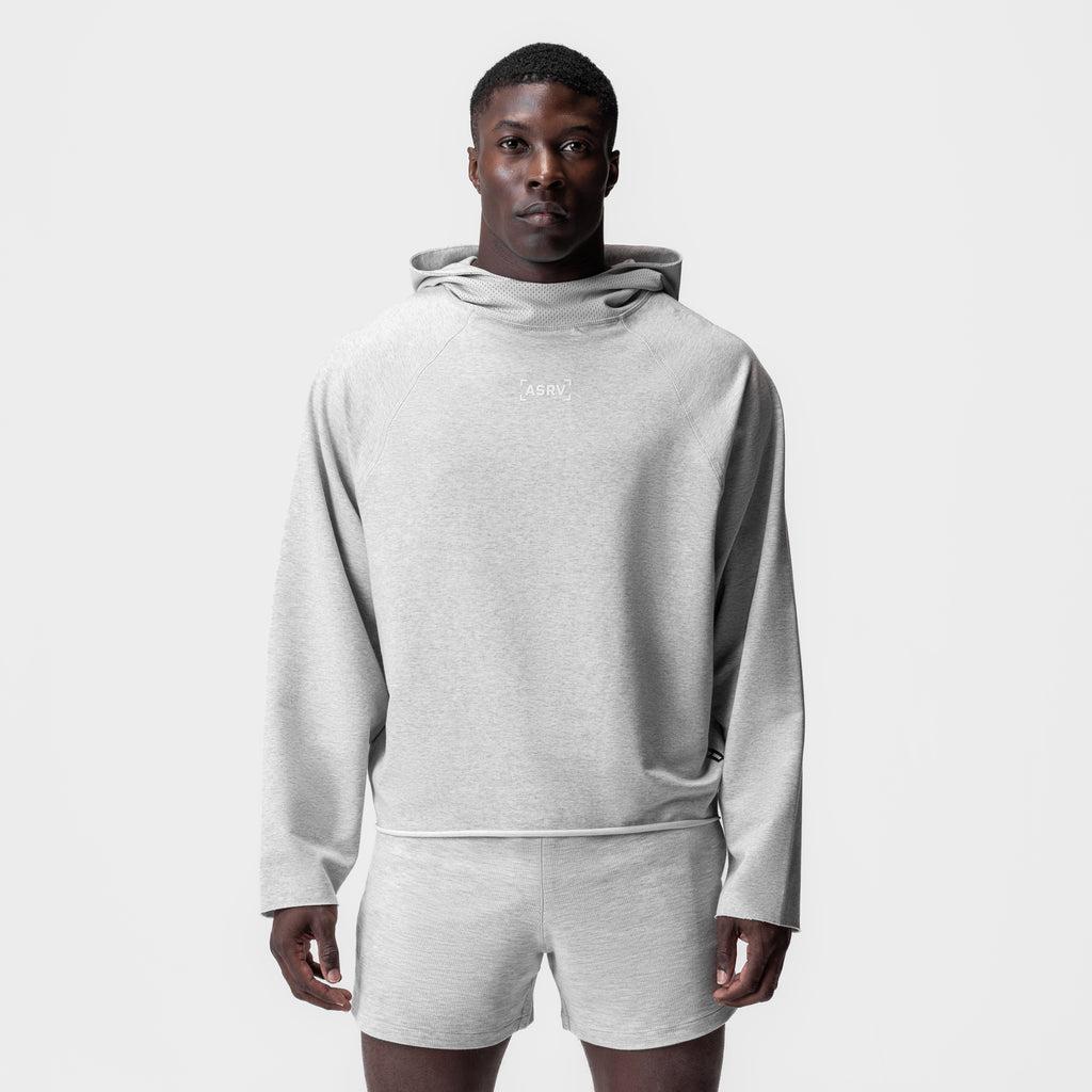 0958. Micro-Terry Raw Hem Hoodie - Heather Grey Product Image
