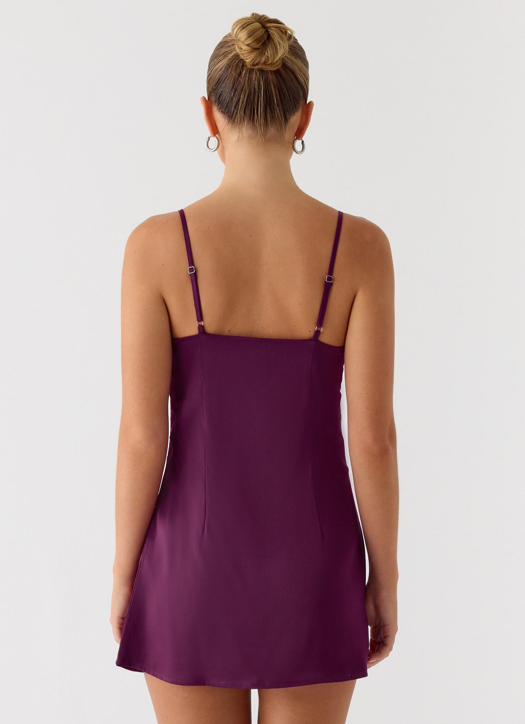 Zion Beaded Micro Mini Dress - Mulberry Product Image