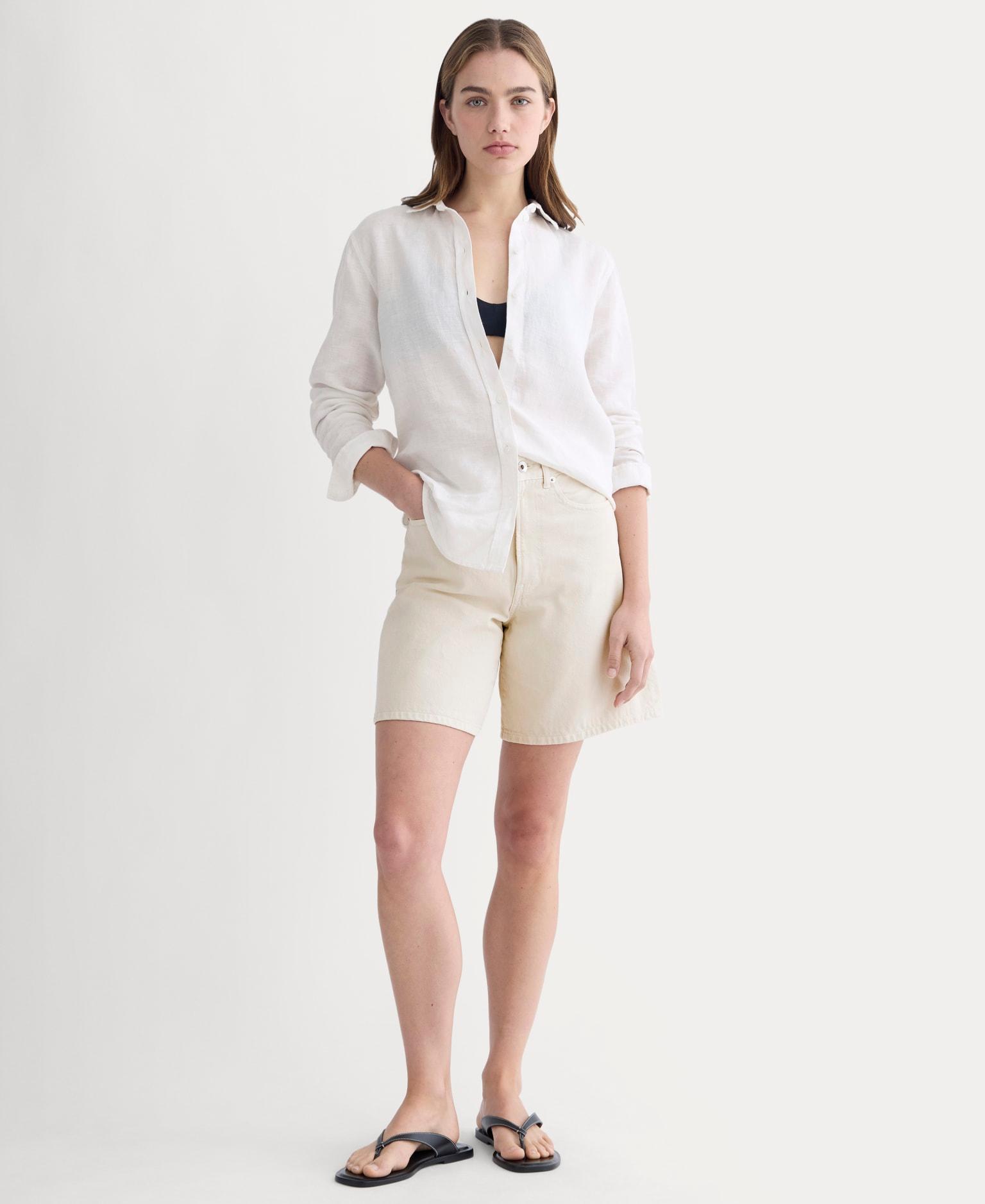 The Long A-Line Denim Short Product Image