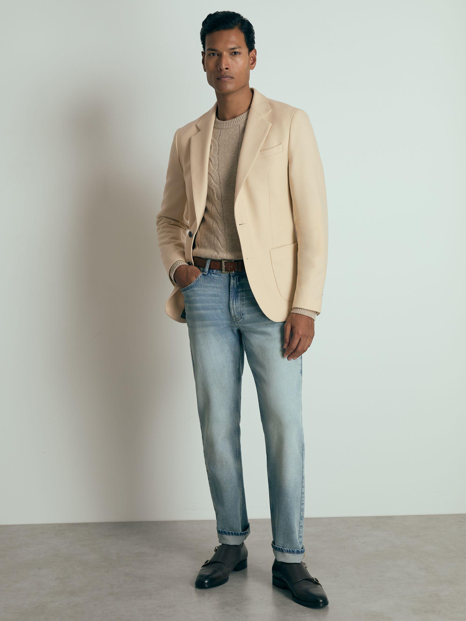 Atelier Single-Breasted Blazer in Wool-Blend Twill in Stone Product Image