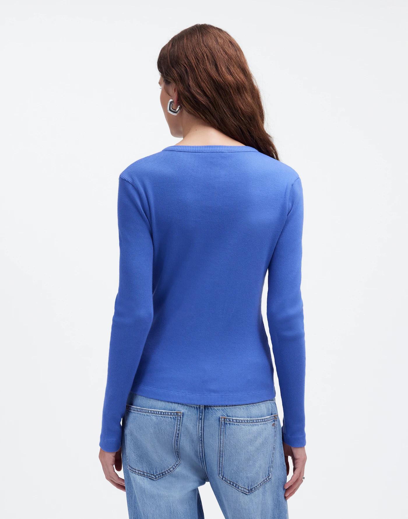 Garment-Dyed Ribbed Cardigan Tee Product Image