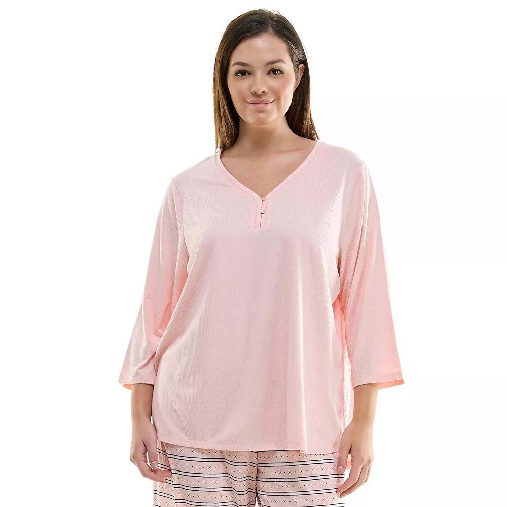 Plus Size Croft & Barrow Cozy Luxe Rib Sleep Top, Women's, Size: 3XL, Impatiens Product Image