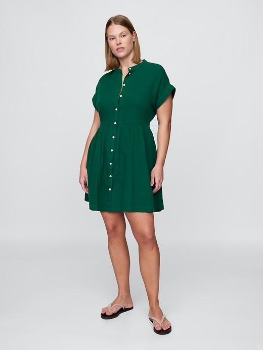 Cotton Gauze Mini Shirtdress Product Image