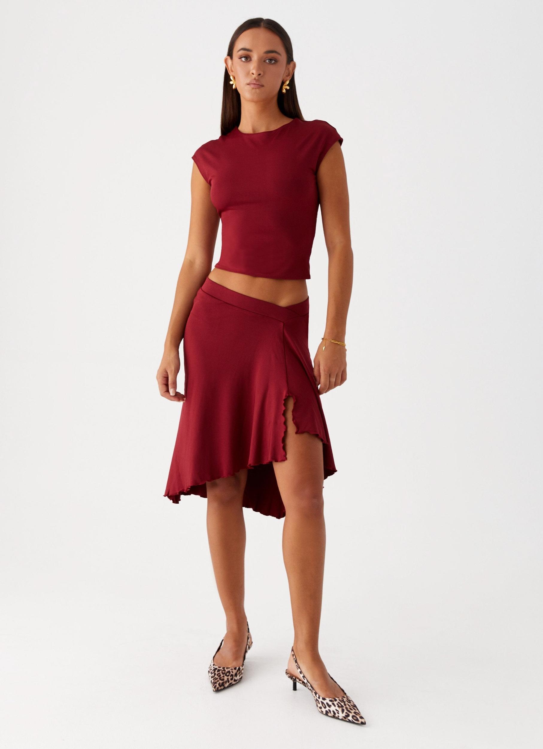 Shes A Lady Midi Skirt - Red Female Product Image