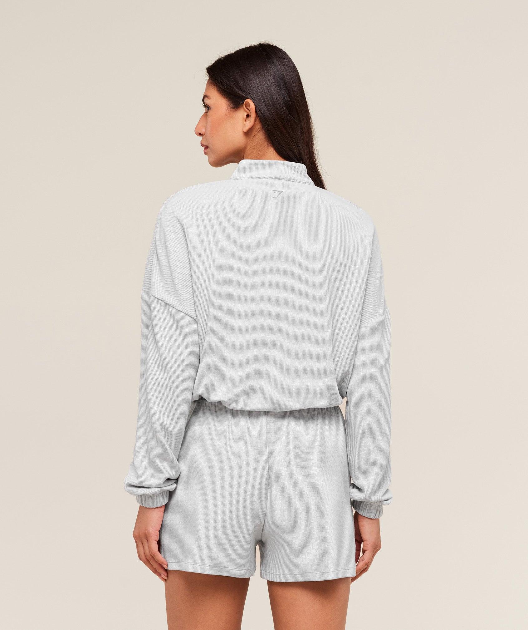 Gymshark Waffle Midi Zip Up Jacket - Light Grey Female Product Image
