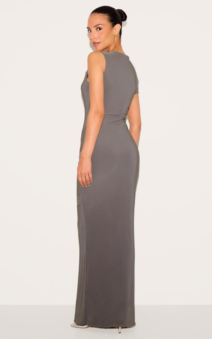 Petite Taupe Gold Trim Detail Maxi Dress Product Image