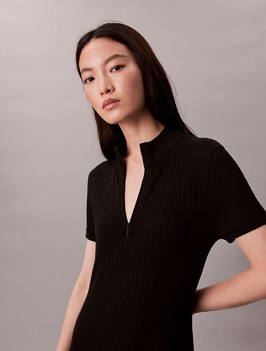 Tech Knit 1/4 Zip Mini Sweater Dress Product Image