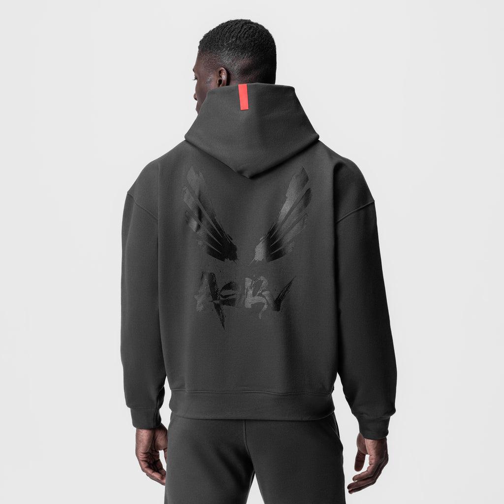 0874. Tech-Terry™ Zip Pocket Hoodie - Space Grey/Black "Brush Wings/ASRV" Product Image
