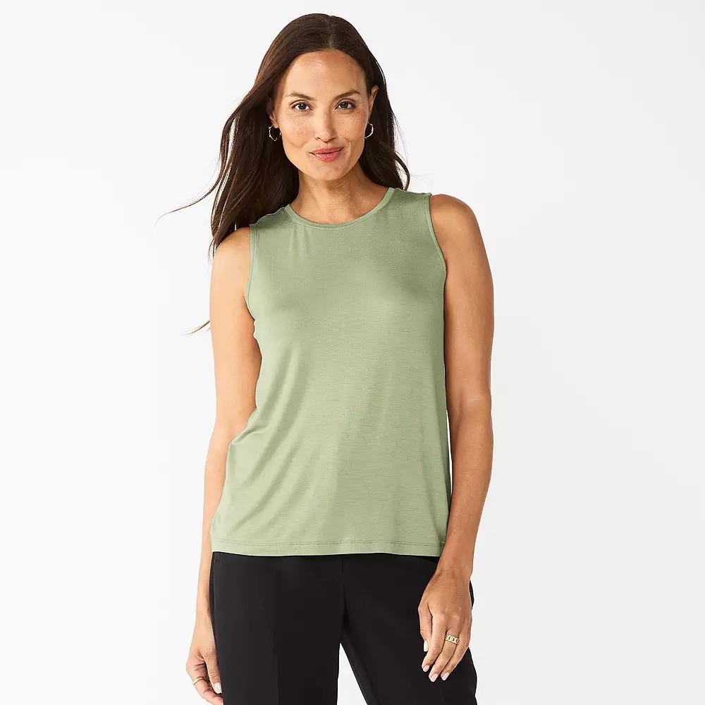 Nine West Essential Easy High-Neck Tank Top, Women's, Size: XS, Camden Green Product Image