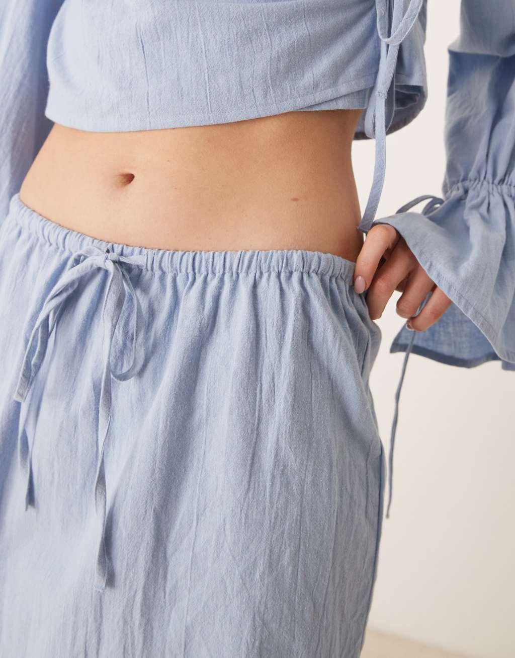 ASOS DESIGN Fern mini beach skirt in ice blue Product Image