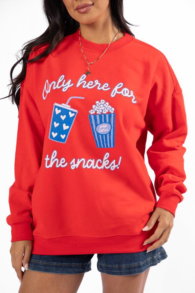 Only Here For The Snacks Red Graphic Sweatshirt Product Image