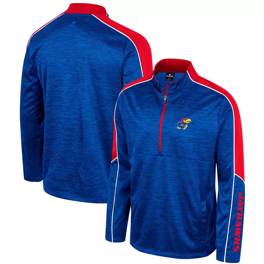 Men's Colosseum Royal Kansas Jayhawks Marled Half-Zip Jacket,  Product Image