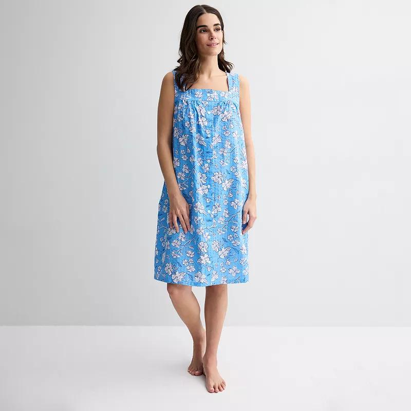 Women's Croft & Barrow® Woven Nightgown, Size: XXL, Dogwood Floral Blue Product Image