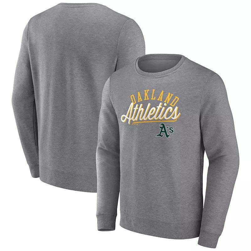 Men's Fanatics Branded Heather Gray Oakland Athletics Simplicity Pullover Sweatshirt,  Product Image