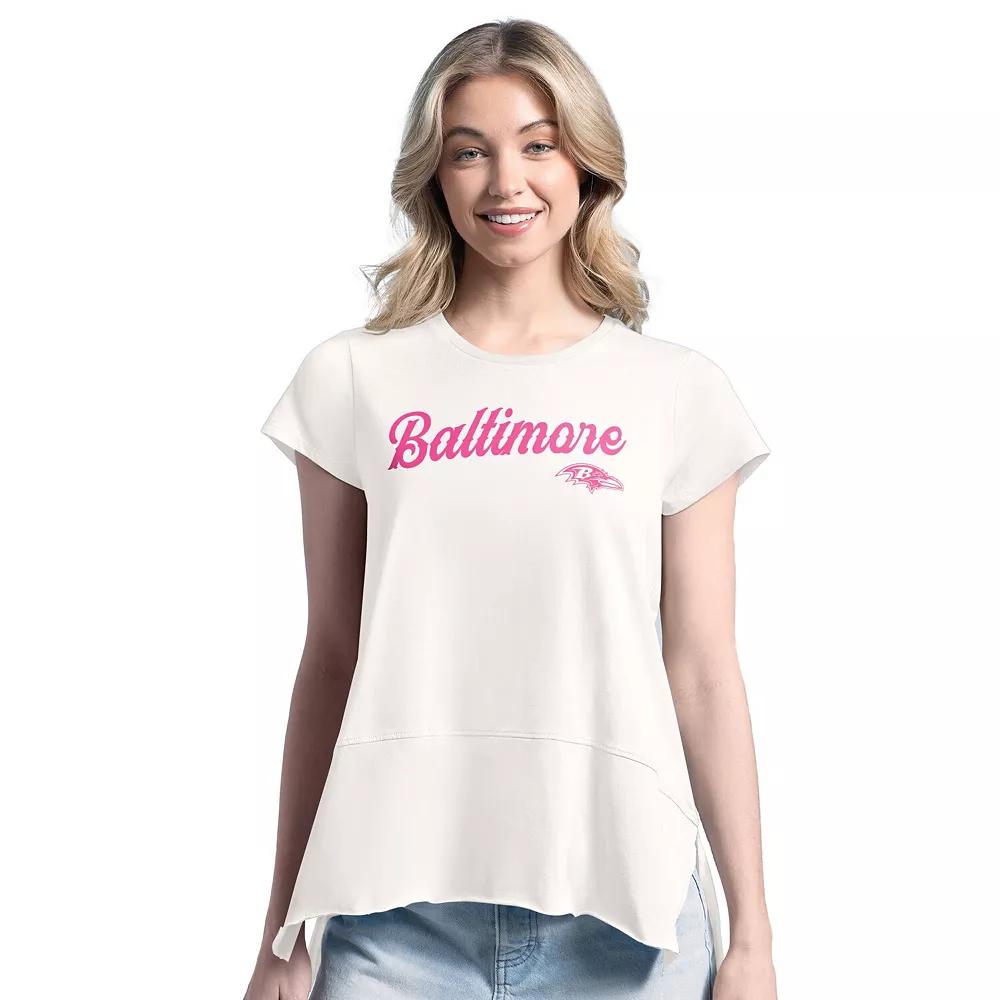 Women's Margaritaville Cream Baltimore Ravens Gametime Is Paradise T-Shirt,  Product Image