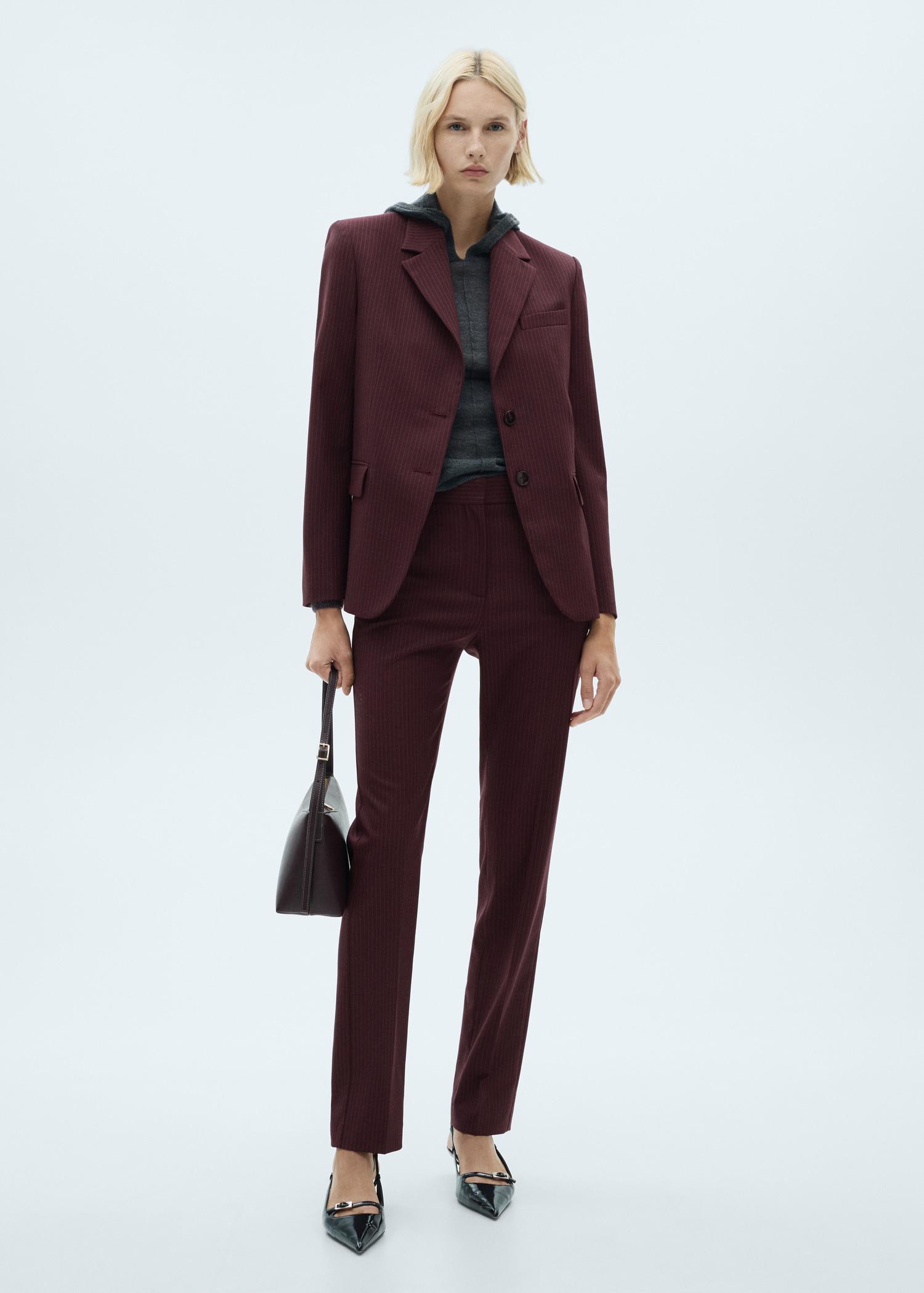 Pinstripe suit trousers - Women | MANGO USA Product Image