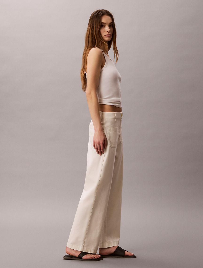 Twill Wide Leg Pants Product Image