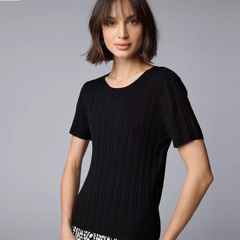 Women's Simply Vera Vera Wang Sweater Tee, Size: Large, Black Product Image