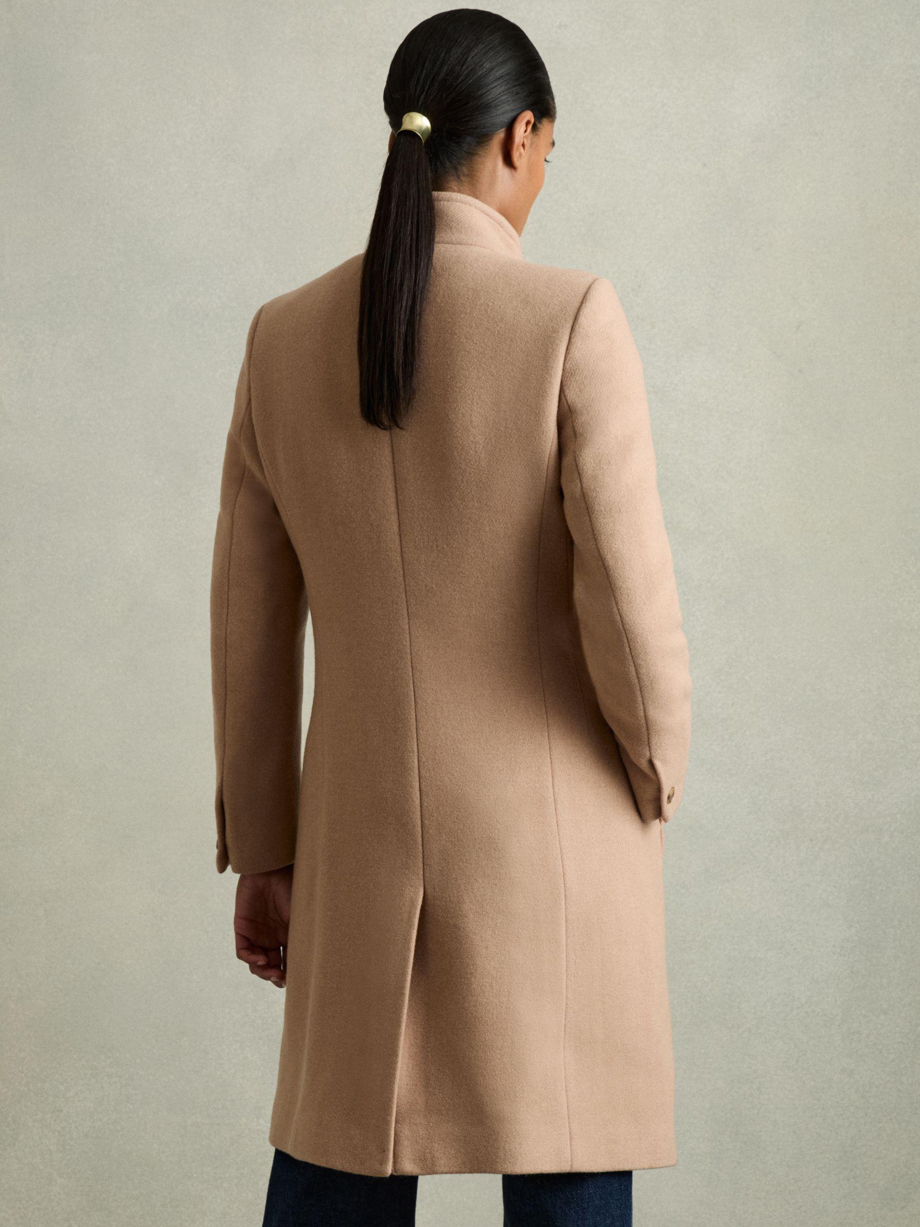 Petite Wool Blend Longline Double Breasted Coat in Light Camel Product Image