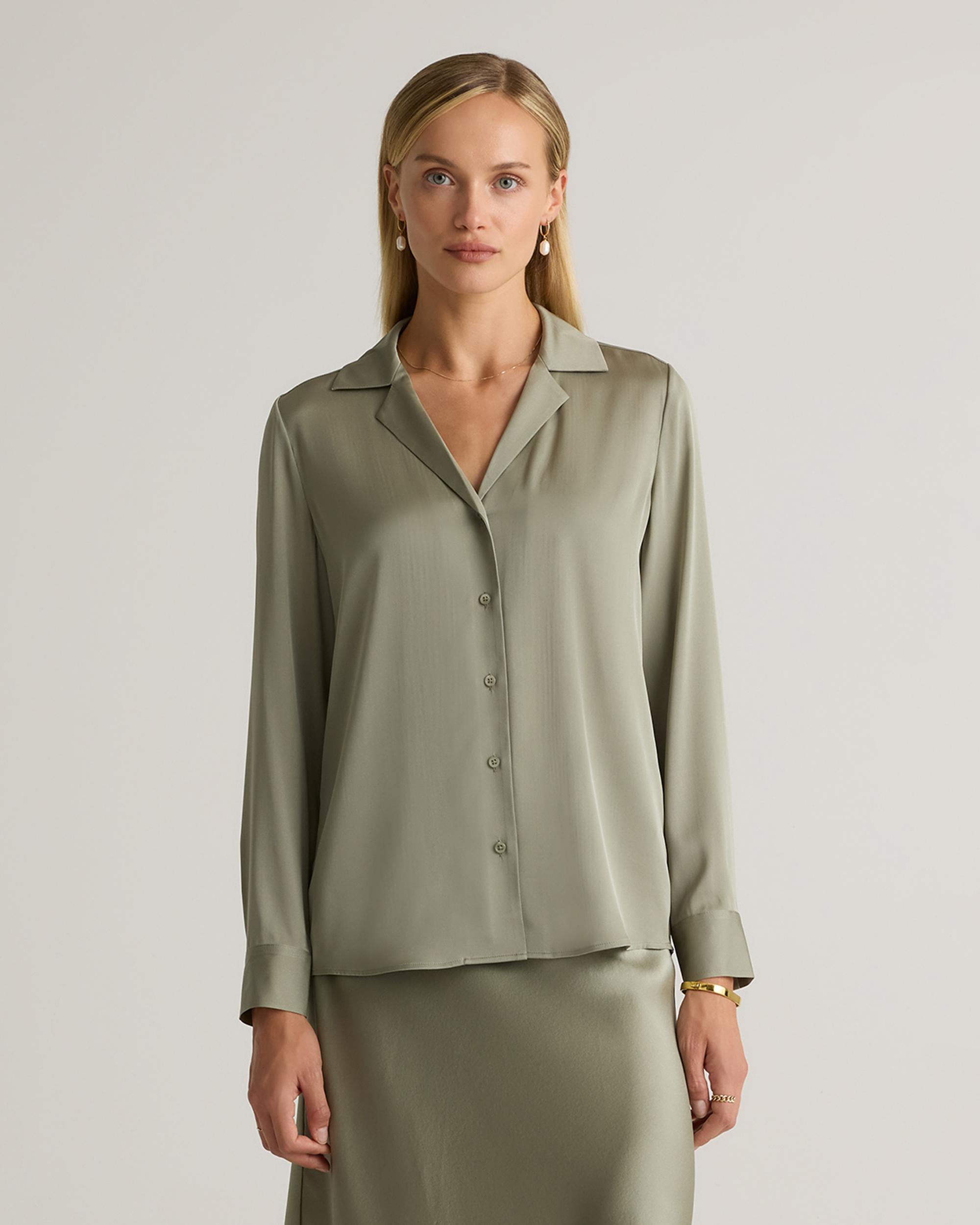 Quince | Women's Washable Stretch Silk Notch Collar Blouse Product Image