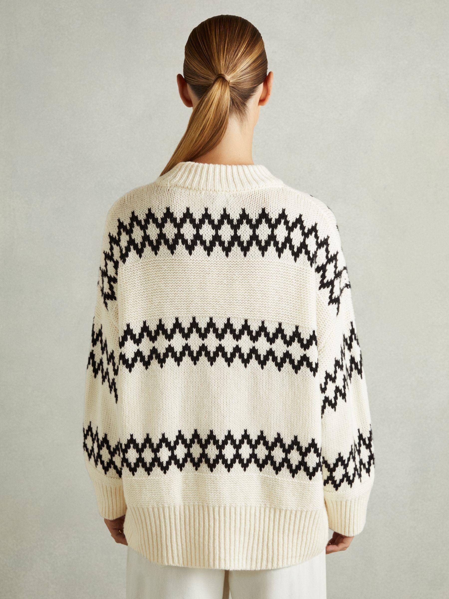 Wool-Blend Fairisle Pattern Jumper in Cream/Black Product Image