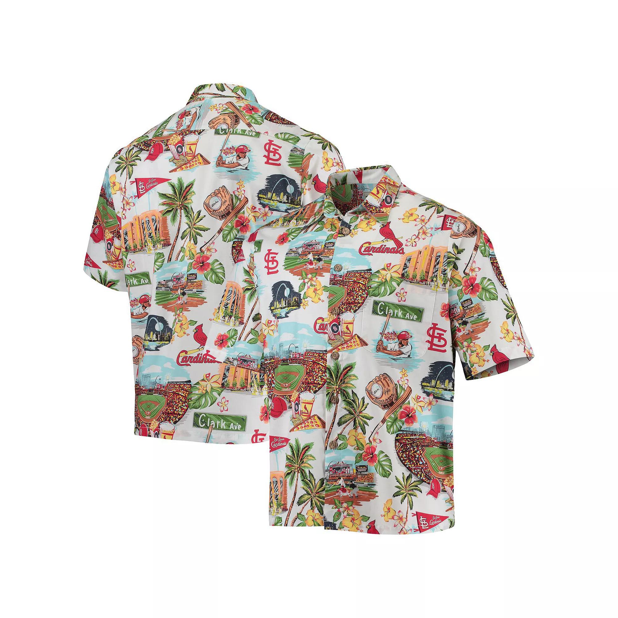 Men's Reyn Spooner White St. Louis Cardinals Logo Scenic Button-Up Shirt, Size: Small Product Image