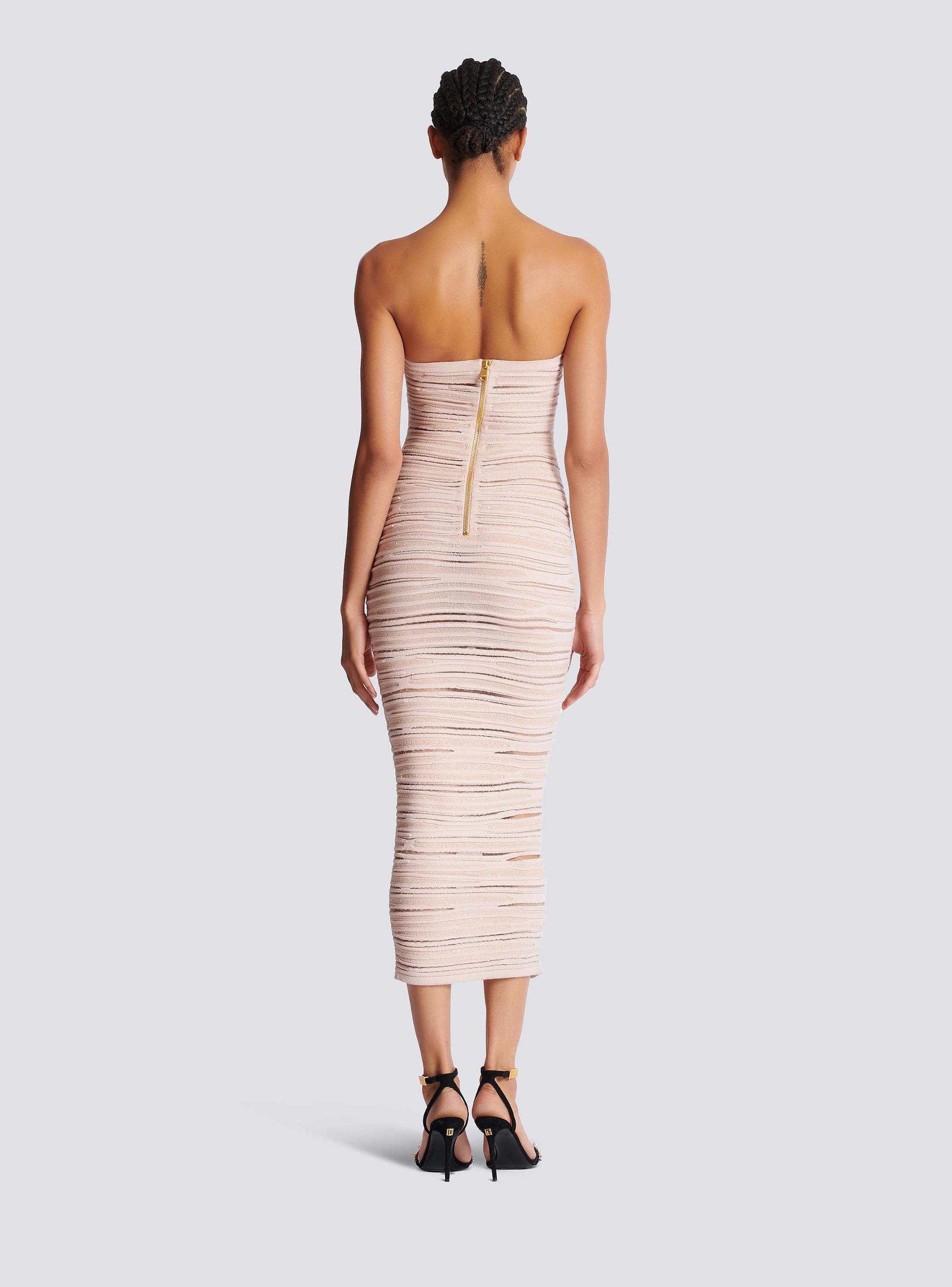 Strapless dress in shiny rolled knit Product Image