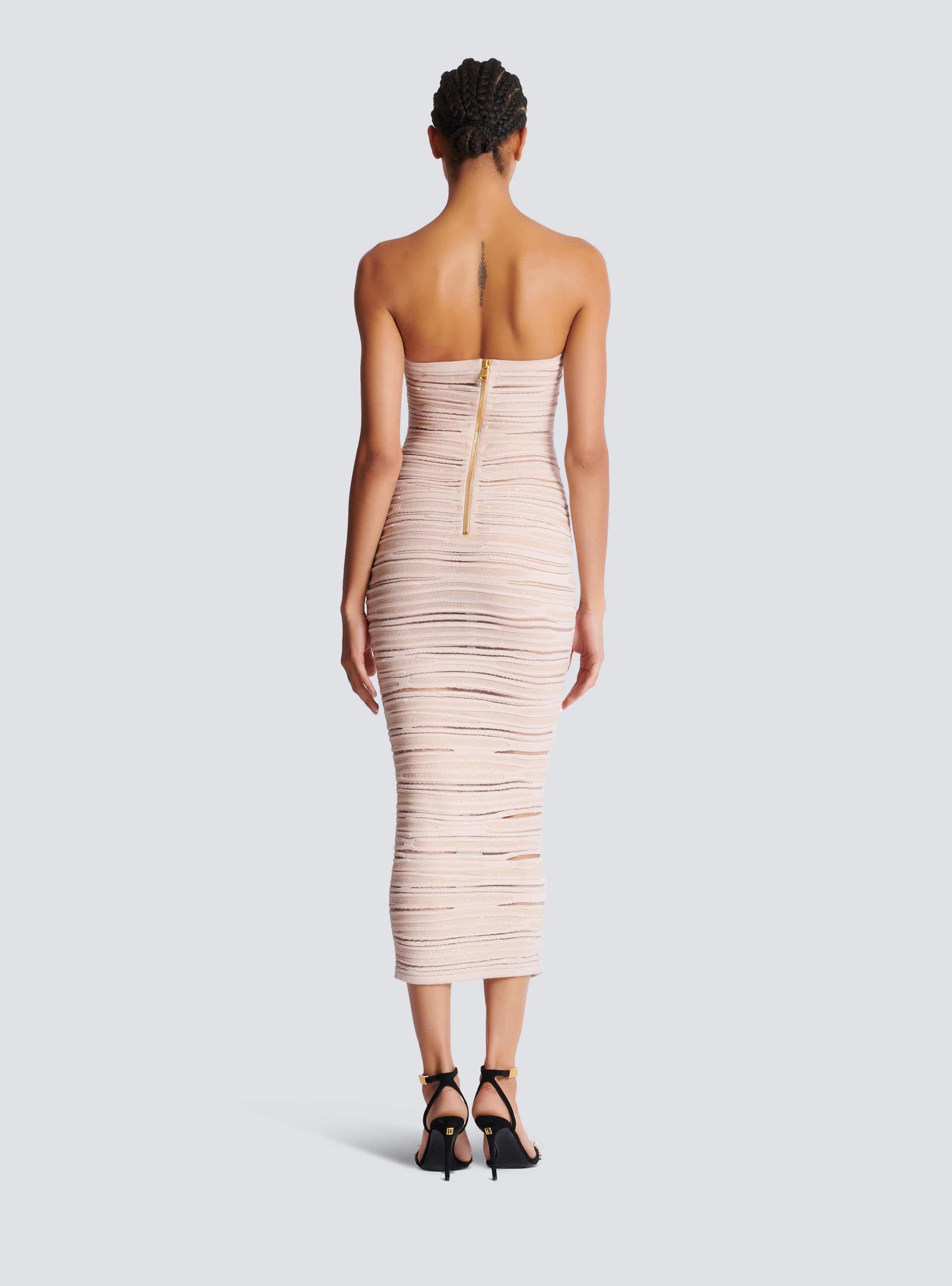 Strapless dress in shiny rolled knit Product Image