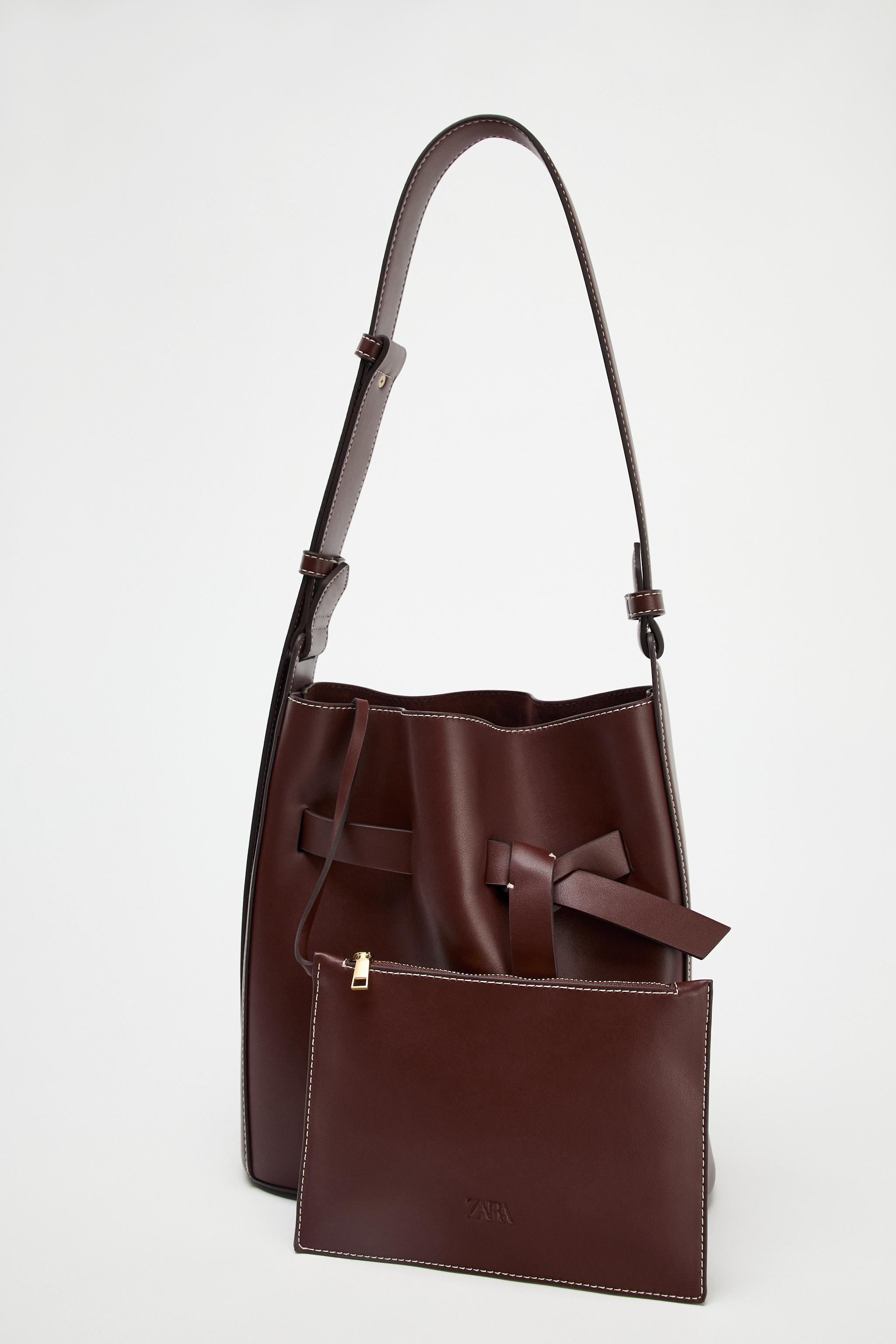 KNOTTED TOPSTITCHED BUCKET BAG Product Image