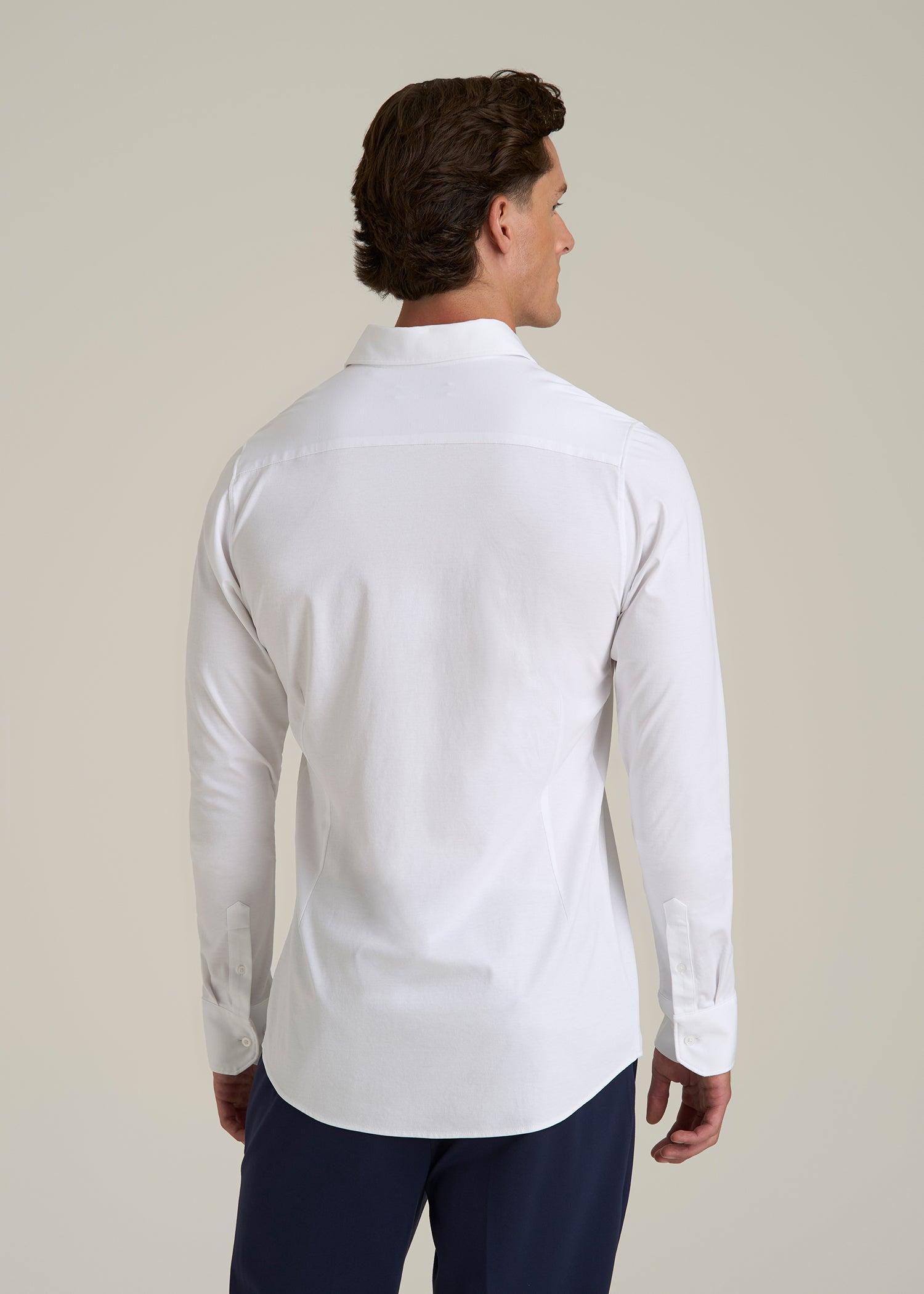 Stretch Jersey Dress Shirt for Tall Men in Optic White Male Product Image