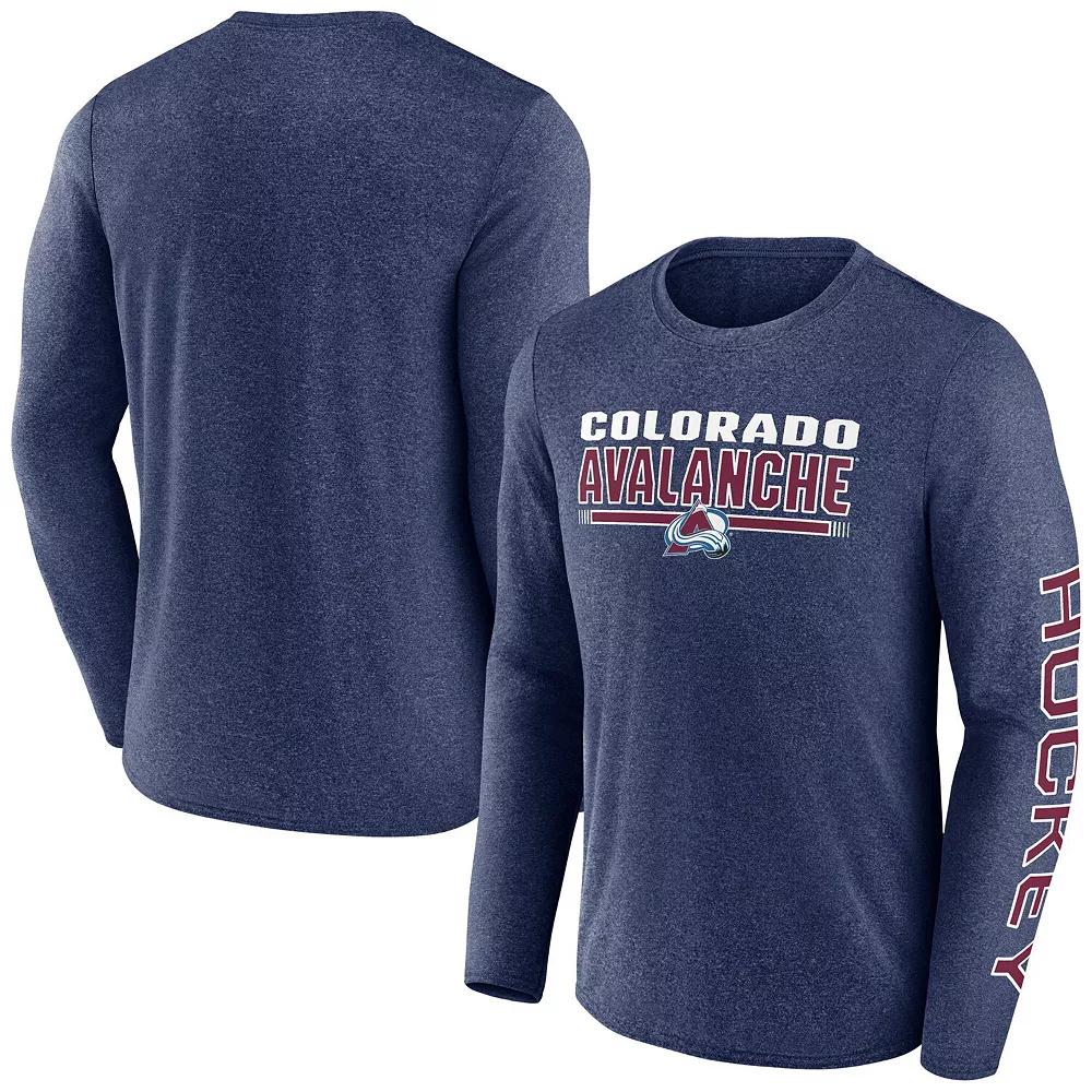 Men's Fanatics Heather Navy Colorado Avalanche Sweep Iconic Synthetic Long Sleeve T-Shirt,  Product Image
