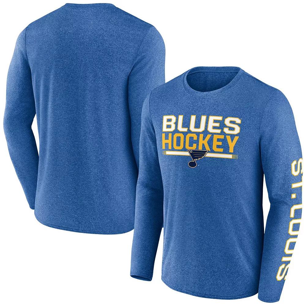 Men's Fanatics Heather Blue St. Louis Blues Sweep Iconic Synthetic Long Sleeve T-Shirt,  Product Image