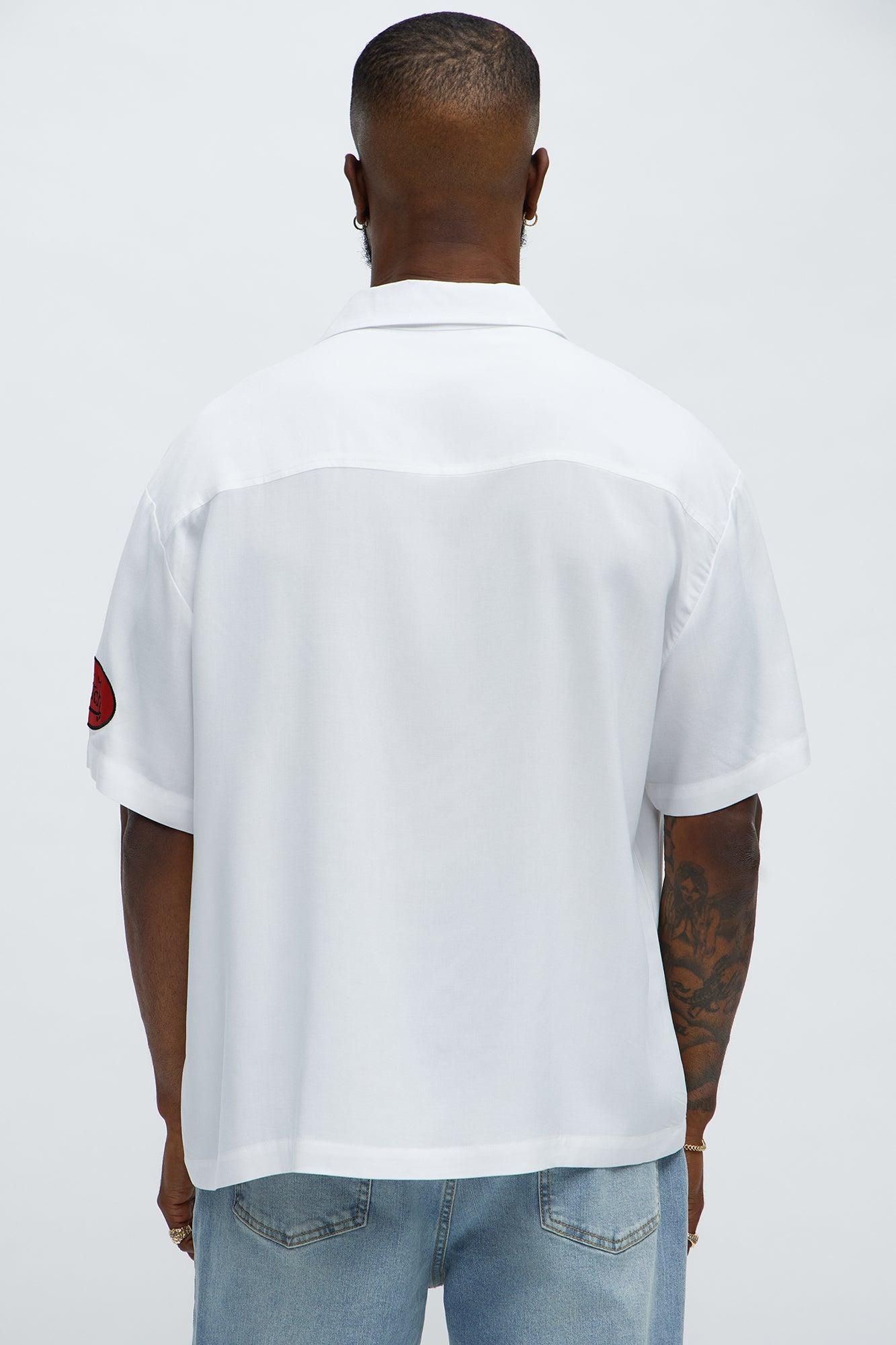 Von Dutch Cropped Logo Button Up Shirt - White Male Product Image