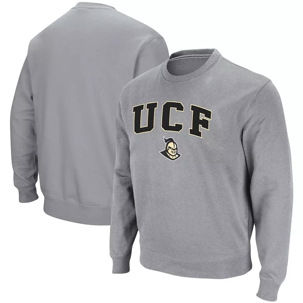 Men's Colosseum Heathered Gray UCF Knights Arch & Logo Tackle Twill Pullover Sweatshirt,  Product Image
