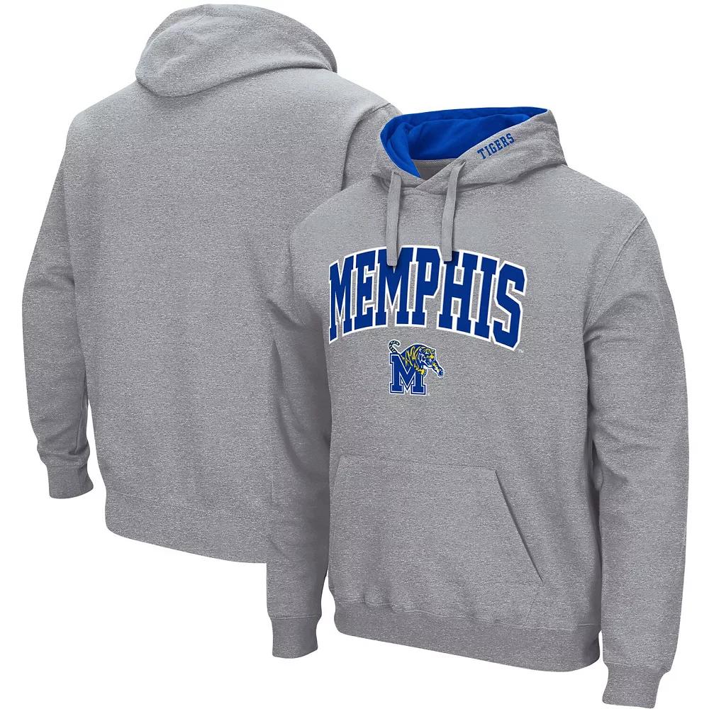 Men's Colosseum Heathered Gray UMass Minutemen Arch and Logo Pullover Hoodie,  Product Image